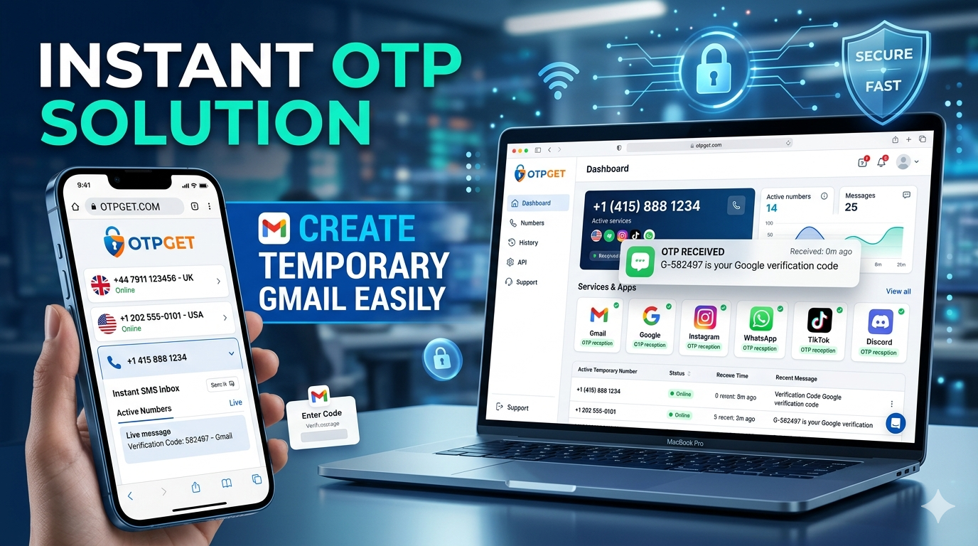 How to Create a Temporary Gmail Account Using OTPGET Fast Guide